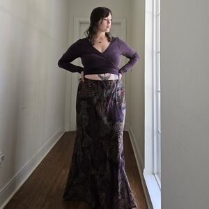 Y2K Fashion Bug Purple Paisley Maxi Skirt